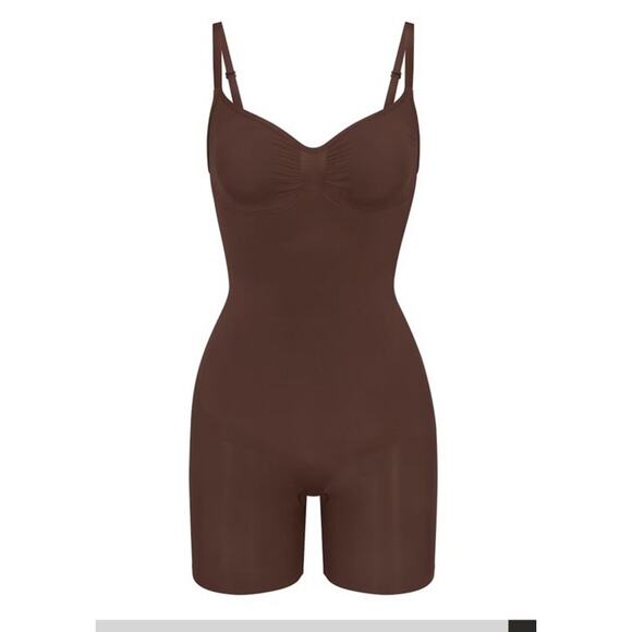 Skims Everyday Sculpt Mid Thigh Bodysuit Cocoa Brown XXS New - Picture 1 of 5